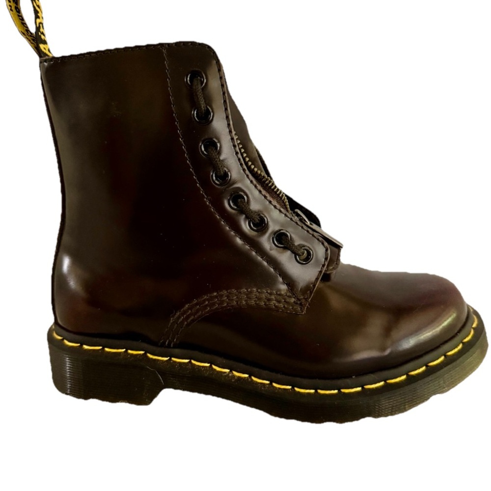 DR. MARTENS 1460 Twin Zip Combat Boots Women’s Girls Brown Size 6 Worn Once - Picture 12 of 15